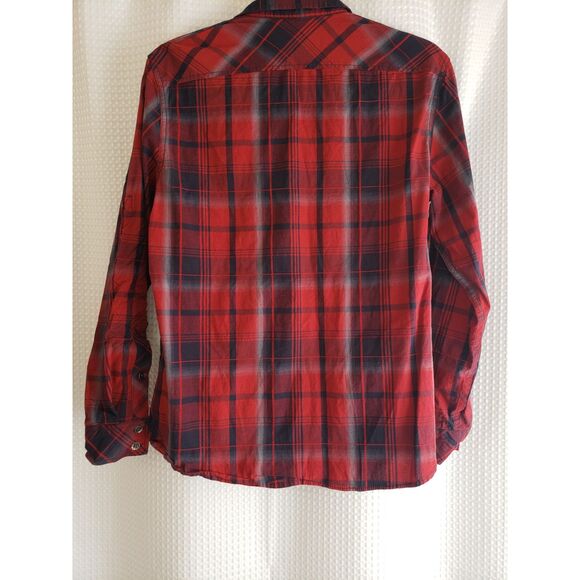 Rock & Republic Mens Shirt Small Red Plaid Button Down Stretch Straps for Arms - Picture 3 of 5